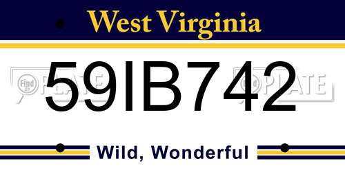 59IB742 West Virginia License Plate
