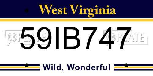 59IB747 West Virginia License Plate