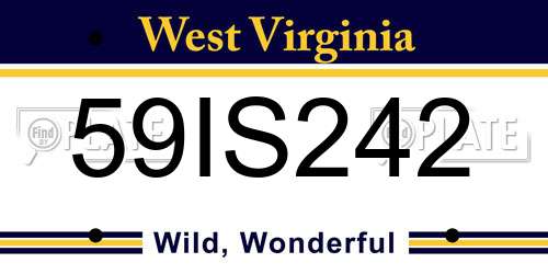 59IS242 West Virginia License Plate