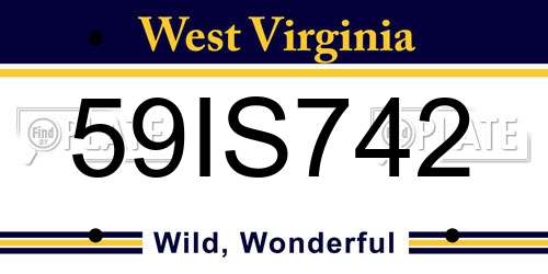 59IS742 West Virginia License Plate