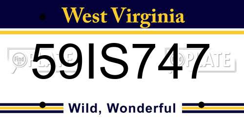 59IS747 West Virginia License Plate