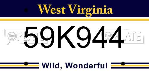 59K944 West Virginia License Plate