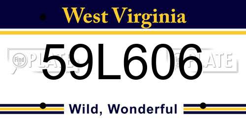 59L606 West Virginia License Plate