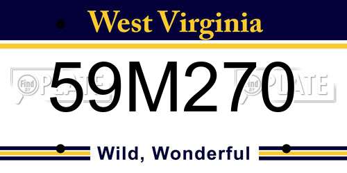 59M270 West Virginia License Plate