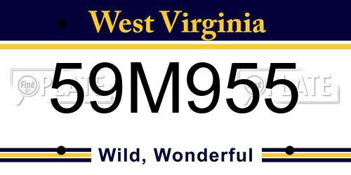 59M955 West Virginia License Plate