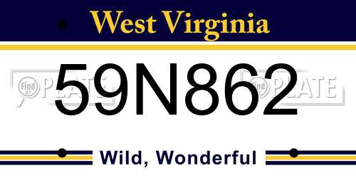 59N862 West Virginia License Plate