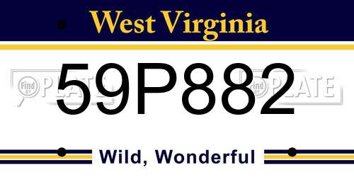 59P882 West Virginia License Plate