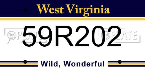 59R202 West Virginia License Plate