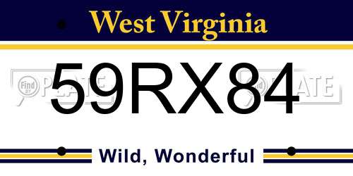 59RX84 West Virginia License Plate