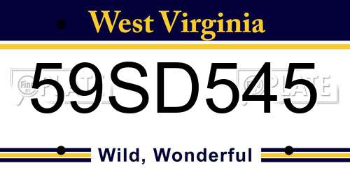 59SD545 West Virginia License Plate