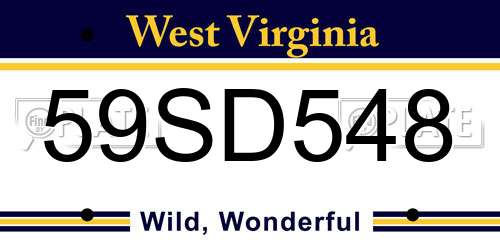 59SD548 West Virginia License Plate