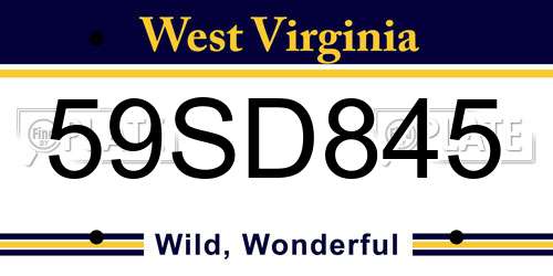 59SD845 West Virginia License Plate