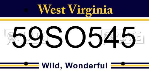 59SO545 West Virginia License Plate
