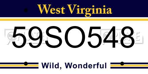 59SO548 West Virginia License Plate