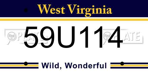59U114 West Virginia License Plate