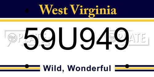 59U949 West Virginia License Plate