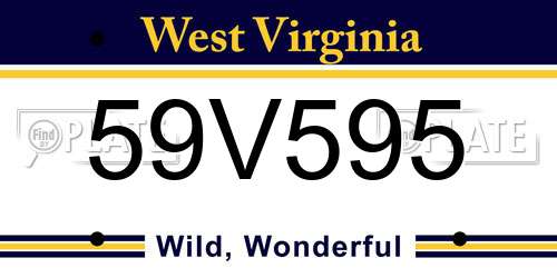 59V595 West Virginia License Plate
