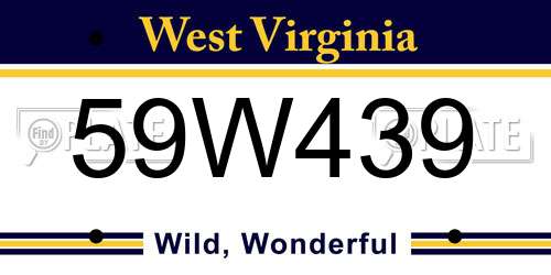 59W439 West Virginia License Plate