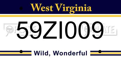 59ZI009 West Virginia License Plate