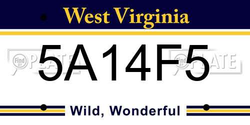 5A14F5 West Virginia License Plate