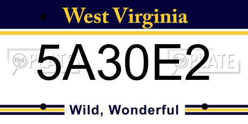 5A30E2 West Virginia License Plate