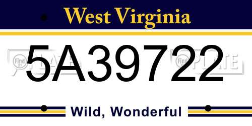 5A39722 West Virginia License Plate