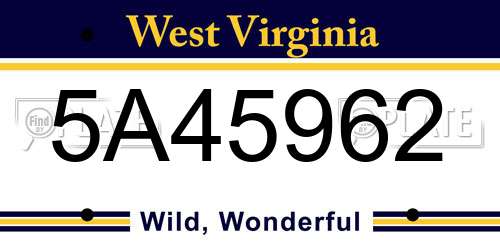 5A45962 West Virginia License Plate