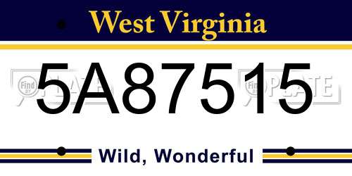 5A87515 West Virginia License Plate