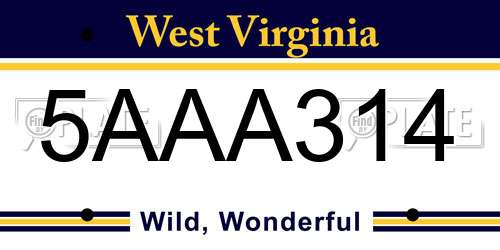 5AAA314 West Virginia License Plate