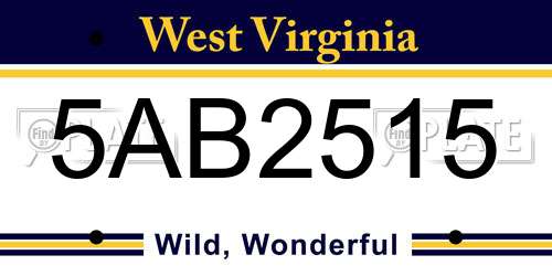 5AB2515 West Virginia License Plate