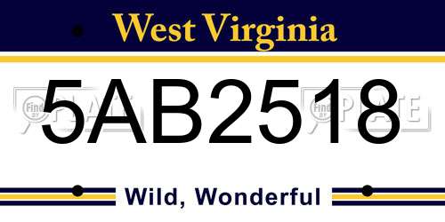 5AB2518 West Virginia License Plate