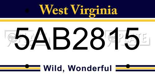 5AB2815 West Virginia License Plate