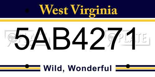 5AB4271 West Virginia License Plate