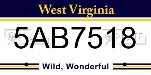 5AB7518 West Virginia License Plate