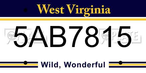 5AB7815 West Virginia License Plate
