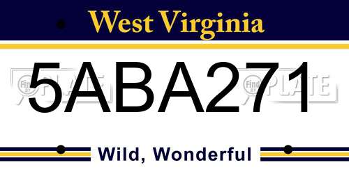 5ABA271 West Virginia License Plate