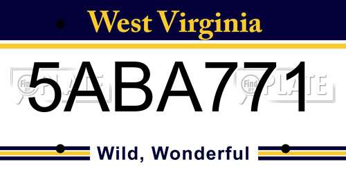 5ABA771 West Virginia License Plate