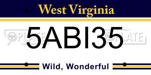 5ABI35 West Virginia License Plate