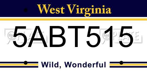 5ABT515 West Virginia License Plate
