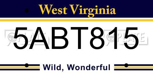 5ABT815 West Virginia License Plate