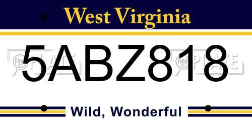 5ABZ818 West Virginia License Plate