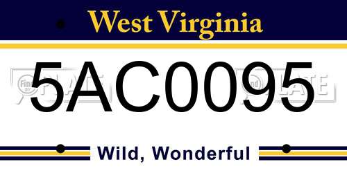 5AC0095 West Virginia License Plate