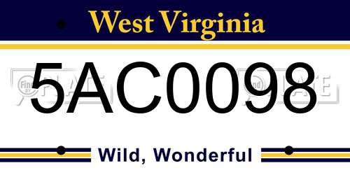5AC0098 West Virginia License Plate