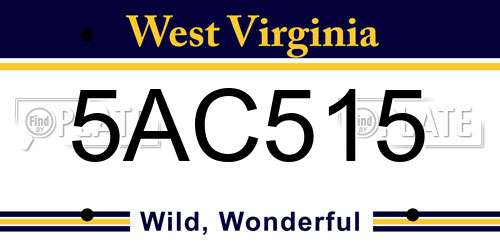 5AC515 West Virginia License Plate
