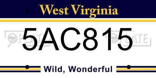 5AC815 West Virginia License Plate