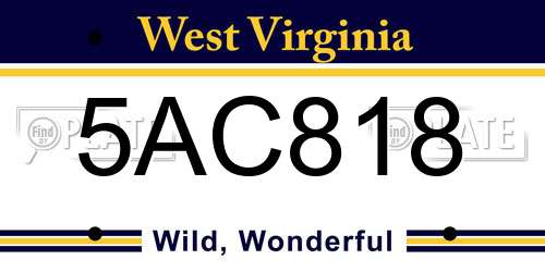 5AC818 West Virginia License Plate