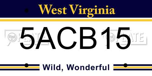 5ACB15 West Virginia License Plate