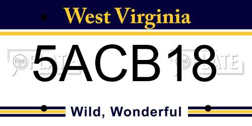 5ACB18 West Virginia License Plate