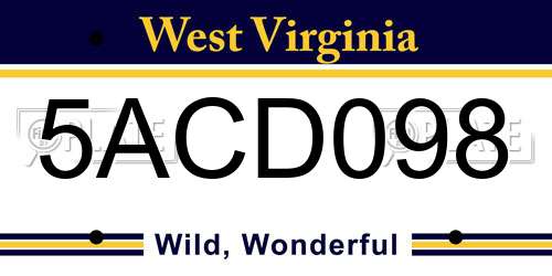 5ACD098 West Virginia License Plate
