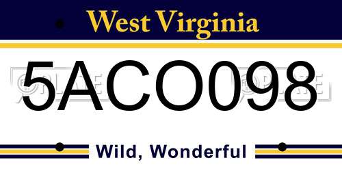 5ACO098 West Virginia License Plate